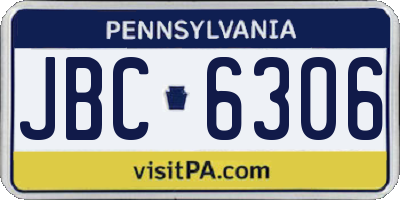 PA license plate JBC6306