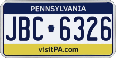 PA license plate JBC6326
