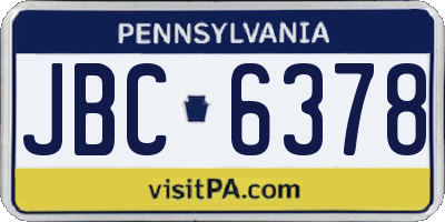 PA license plate JBC6378