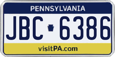 PA license plate JBC6386