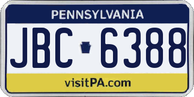 PA license plate JBC6388