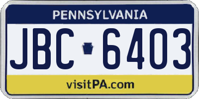PA license plate JBC6403