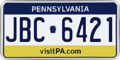 PA license plate JBC6421