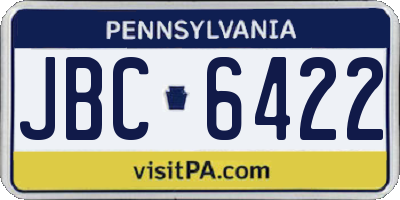PA license plate JBC6422