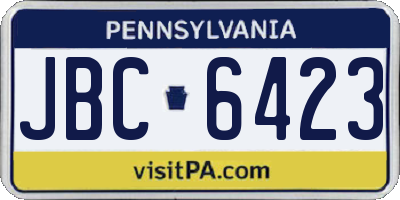 PA license plate JBC6423