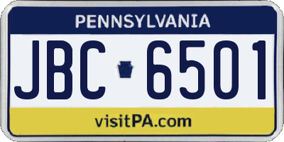 PA license plate JBC6501