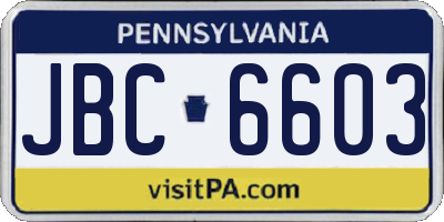 PA license plate JBC6603