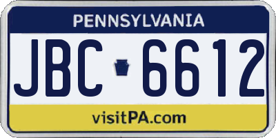 PA license plate JBC6612