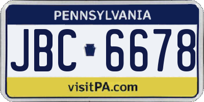 PA license plate JBC6678