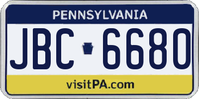 PA license plate JBC6680