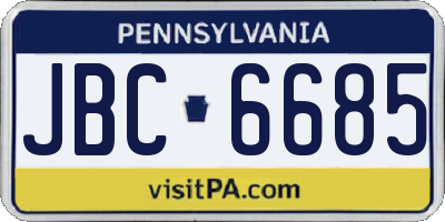 PA license plate JBC6685