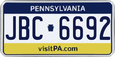 PA license plate JBC6692