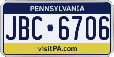 PA license plate JBC6706