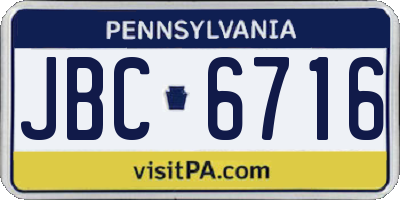 PA license plate JBC6716