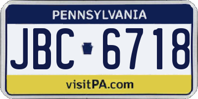 PA license plate JBC6718