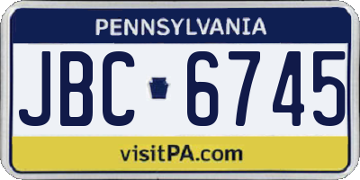 PA license plate JBC6745