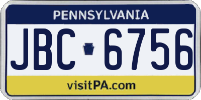 PA license plate JBC6756
