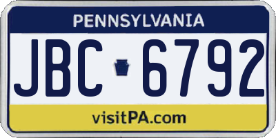 PA license plate JBC6792
