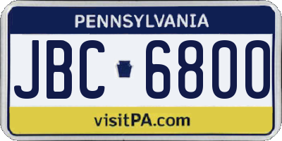 PA license plate JBC6800