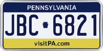 PA license plate JBC6821