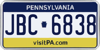 PA license plate JBC6838