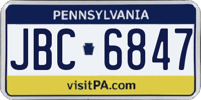 PA license plate JBC6847