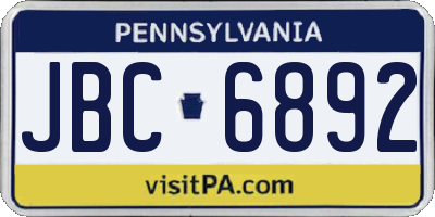 PA license plate JBC6892