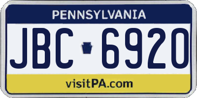 PA license plate JBC6920