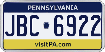 PA license plate JBC6922