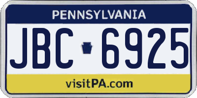 PA license plate JBC6925