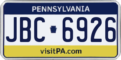 PA license plate JBC6926