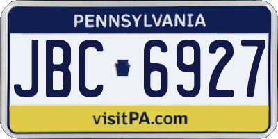 PA license plate JBC6927