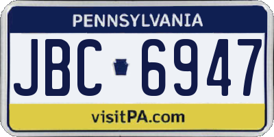 PA license plate JBC6947