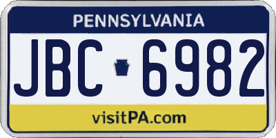 PA license plate JBC6982