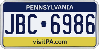 PA license plate JBC6986