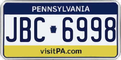 PA license plate JBC6998
