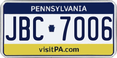 PA license plate JBC7006