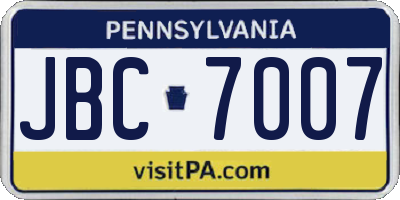 PA license plate JBC7007