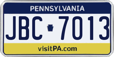 PA license plate JBC7013