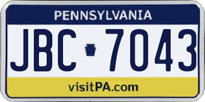 PA license plate JBC7043