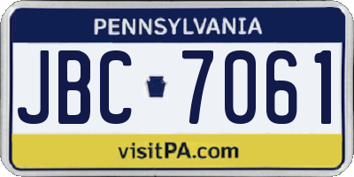 PA license plate JBC7061