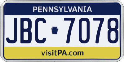 PA license plate JBC7078