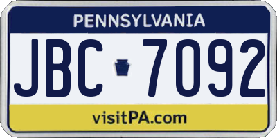 PA license plate JBC7092