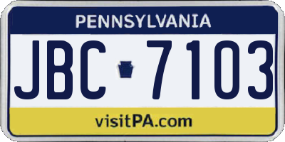 PA license plate JBC7103