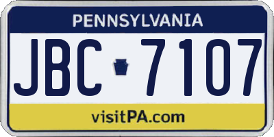 PA license plate JBC7107