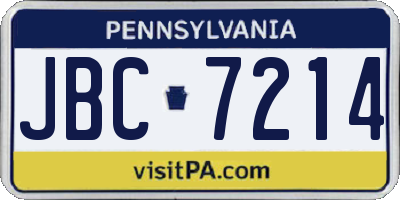 PA license plate JBC7214