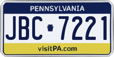 PA license plate JBC7221