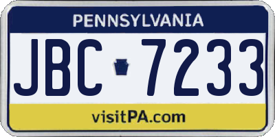 PA license plate JBC7233