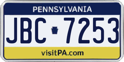 PA license plate JBC7253