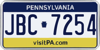 PA license plate JBC7254